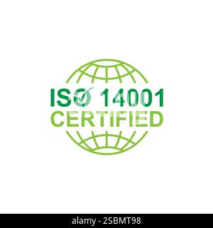 Certificato aziendale certificato ISO 14001 vettoriale, certificato di qualità. Certificazione ISO . logo iso 14001 . Certificazione iso 14001 Premium Vector. Illustrazione Vettoriale