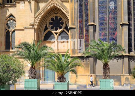 Francia, Mosella, Metz, piazza di fronte alla cattedrale di Saint-Étienne Foto Stock