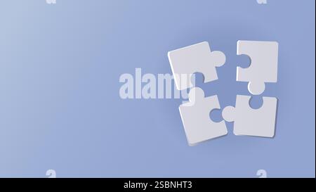 puzzle puzzle, illustrazione astratta vettoriale su sfondo blu, copia spazio Illustrazione Vettoriale