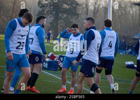 Marcoussis, Francia. 3 febbraio 2025. Dopo la sua vittoria contro il Galles allo Stade de France, il XV di Francia riprende l'allenamento al CNR (National Rugby Center) di Marcoussis per la prossima partita contro il XV della Rosa in Inghilterra sabato 8 febbraio. Marcoussis, Francia, il 3 febbraio 2025. Foto di Jean Pierre Nguyen Van hai Barbier/ABACAPRESS. COM credito: Abaca Press/Alamy Live News Foto Stock