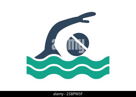 Icona del nuoto. stile icona a tinta unita. icona relativa allo sport e al fitness. illustrazione vettoriale degli elementi della palestra Illustrazione Vettoriale