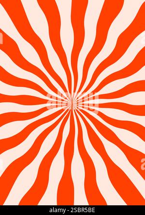 Sfondo di sunburst psichedelico astratto. Strisce ondulate radiali scanalate. Elegante texture vettoriale intrecciata in stile astratto y2k. Grafica vettoriale Illustrazione Vettoriale