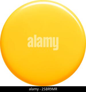 Banner 3d giallo di forma circolare con ombreggiatura sfumata e superficie lucida. Illustrazione Vettoriale