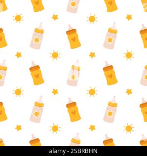 Motivo senza cuciture per neonati. Carina stampa infantile. Illustrazione Vettoriale