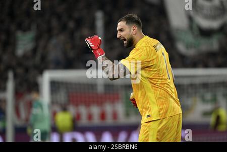 Celebrazione della porta portiere Gianuigi Donnarumma FC Paris Saint-Germain PSG (01) Gesture Gesture Champions League, MHPArena, MHP Arena Stuttgart, Baden Foto Stock