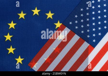Sfondo con bandiera USA e Unione europea Foto Stock