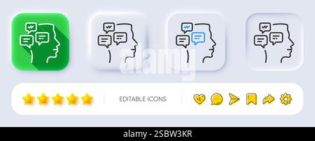 Icona della riga messaggi chat. Segnale di conversazione. Pulsanti neumorfici. Vettore Illustrazione Vettoriale