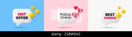 Simbolo Mega bonus. Cartello con l'offerta speciale. Bolle di conversazione testuale. Vettore Illustrazione Vettoriale