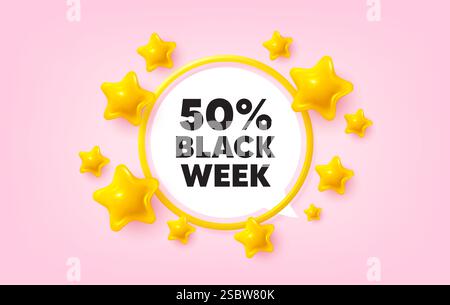 Sconto del 50% per la settimana nera. Cartello sconto speciale. Banner cornice circolare. Vettore Illustrazione Vettoriale
