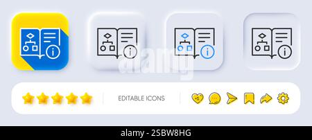 Icona della riga dell'algoritmo tecnico. Firma della documentazione del progetto. Pulsanti neumorfici. Vettore Illustrazione Vettoriale