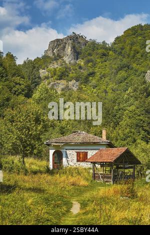 Casa nella valle del fiume Devin, Rodopi occidentali Struilitsa, Devin, Bulgaria, Europa Foto Stock