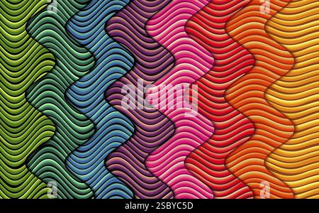 Astratto sfondo arcobaleno luminoso che eith le onde Foto Stock