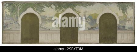 Henry Marius Camille Bouvet - Esquisse pour la mairie d'Asnières , la Seine au pont de Clichy. Foto Stock