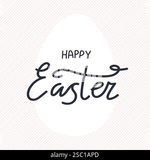 Design delle uova di Pasqua, icona del festival del giorno di Pasqua, icone delle uova di ostern con motivo a righe tartan e scritte collezione di simboli di Pasqua felice, logo isolato Illustrazione Vettoriale