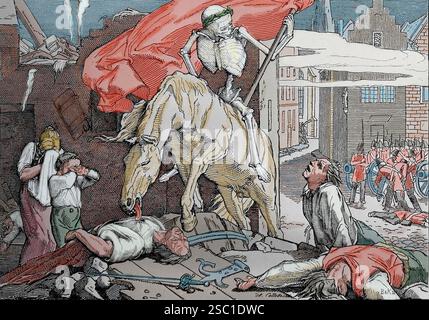 Francia. 1830 Rivoluzione. Incisione satirica di CH. Collette ispirata alle danze della morte del XV secolo, per illustrare i terribili giorni di J Foto Stock