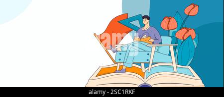 Illustrazione disegnata a mano con lettura silenziosa del concetto vettoriale Illustrazione Vettoriale