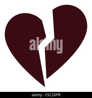 Icona moderna del vettore Breakup o Heartbreak simbolo del concetto di cuore spezzato Illustrazione Vettoriale