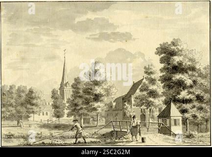 Gezicht in het dorp Schalkwijk met op de voorgrond een brug over een water de Schalkwijkse Wetering NB De gemeente Schalkwijk è per 1 juli 1961 bij d.. Foto Stock