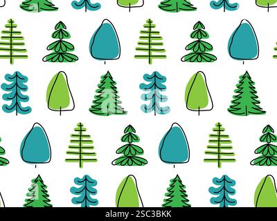 Colorato motivo ad albero con varie forme e dimensioni in un design giocoso Illustrazione Vettoriale