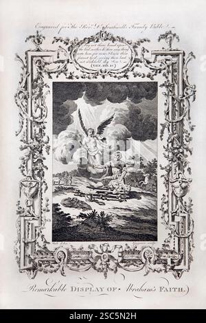 Incisione su lastre di rame della notevole esposizione della fede di Abramo (processo di Abramo) Genesi dall'Antico 1780 la famiglia del reverendo Dr. Southwell Foto Stock
