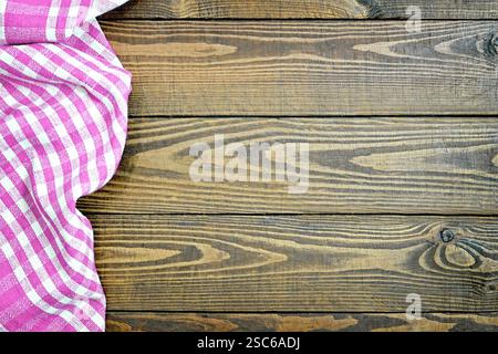 Tovaglia da picnic su sfondo in legno Foto Stock