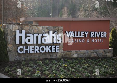 Ingresso al casinò e hotel Valley River della riserva indiana Cherokee di Harrah nella zona di Murphy, North Carolina. Foto Stock