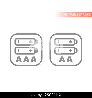 Etichetta con due batterie aa e aaa. Set di icone vettoriali della batteria. Illustrazione Vettoriale