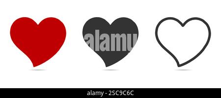 Icone simbolo Love Heart. Set icone simbolo amore, vettore simbolo amore Illustrazione Vettoriale