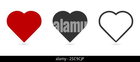 Icone simbolo Love Heart. Set icone simbolo amore, vettore simbolo amore Illustrazione Vettoriale