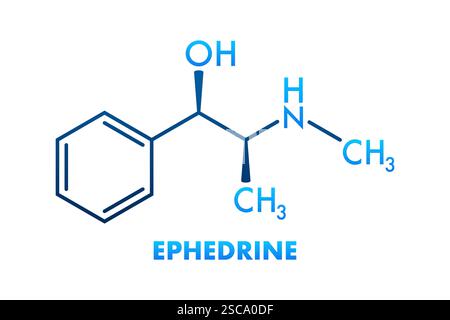 Struttura molecolare efedrina con formula chimica C10H15NO Illustrazione Vettoriale