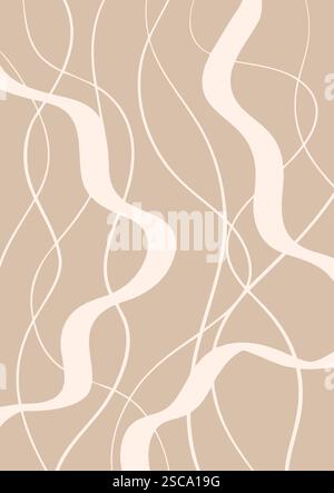 Design dello sfondo disegnato a mano con linee astratte e rapide in colori neutri Illustrazione Vettoriale