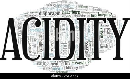 Design concettuale di cloud di parole di acidità isolato su sfondo bianco. Illustrazione Vettoriale