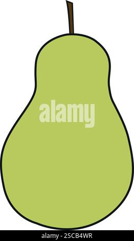 Illustrazione del vettore del frutto della pera del cartone animato. Segni e simboli di frutta. Illustrazione Vettoriale