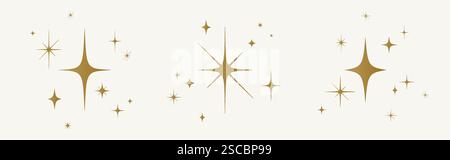 Set di stelle, collezione di icone scintillanti. Imposta forme astratte a stella Illustrazione Vettoriale