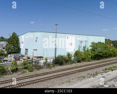 Vista aerea dell'industria sul fiume Des Peres Foto Stock