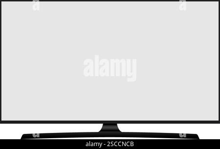 TV 4K lcd a schermo piatto o oled, plasma, illustrazione realistica, mock up monitor bianco vuoto. ampio monitor a schermo piatto Illustrazione Vettoriale