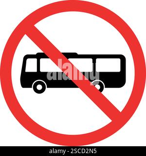 Simbolo di divieto di accesso agli autobus o simbolo di divieto degli autobus. Segni e simboli proibiti. Illustrazione Vettoriale