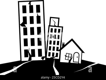 Simbolo dell'icona del terremoto. Segnali e simboli di avvertenza. Illustrazione Vettoriale