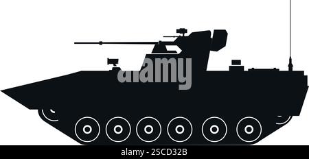 Veicolo da combattimento della fanteria con serbatoio da battaglia. Segni e simboli militari. Illustrazione Vettoriale