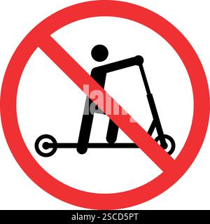 Nessun cartello per lo scooter. Segni e simboli proibiti. Illustrazione Vettoriale