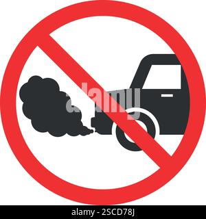 Segnale di spegnimento motore al minimo assente. Segni e simboli proibiti. Illustrazione Vettoriale