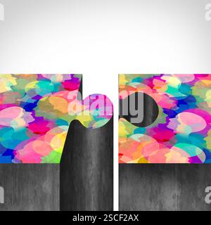 Autismo disturbo dello spettro come simbolo autistico neurodivergente come la diagnosi di Aspergers come puzzle di scienze sociali e psicologia neuroscientifica come diagno Foto Stock