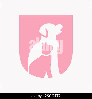 Lettera iniziale U concetto di progettazione del logo PET Care con simbolo per cani Illustrazione Vettoriale