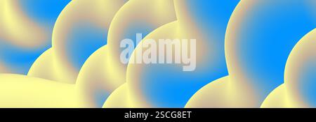 Onde liquide astratte blu e gialle sfondo futuristico. Design banner vettoriale Illustrazione Vettoriale