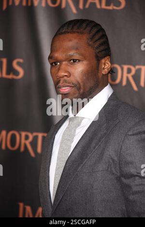 LOS ANGELES, CA - 07 NOVEMBRE: 50 Cent Curtis Jackson arriva agli "Immortals" - Los Angeles Premiere al Nokia Theatre L.A. Live il 7 novembre 2011 a Los Angeles, California. Persone: 50 Cent Curtis Jackson credito: Storms Media Group/Alamy Live News Foto Stock