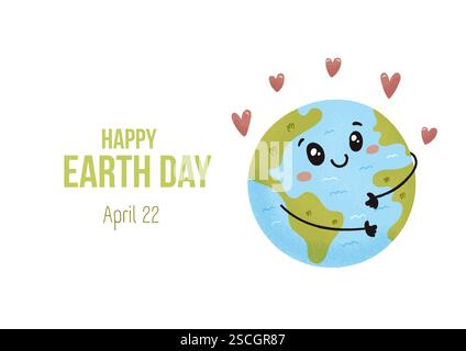 Carino banner della giornata della terra 22 aprile , ecologia. Illustrazione vettoriale Illustrazione Vettoriale