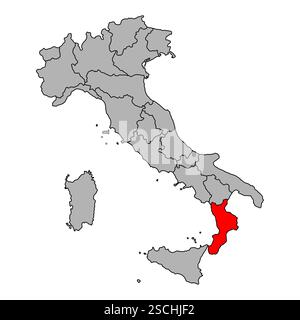 Italia mappa della Calabria simbolo forma, web di viaggio concetto piatto icona web vettoriale illustrazione . Illustrazione Vettoriale