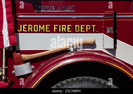 Jerome Fire Department. Fire truck, ascia montata, pronta all'azione. Foto Stock