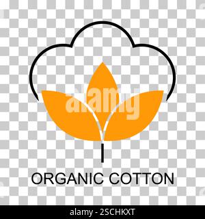 Cotone icona organica, abbigliamento simbolo naturale, disegno grafico vettoriale web . Illustrazione Vettoriale