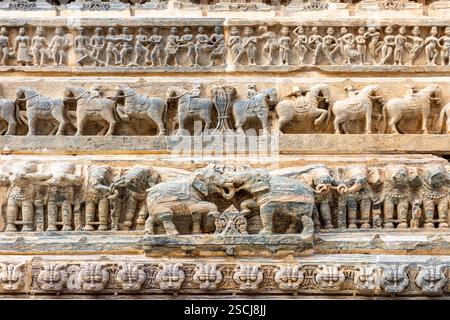 Dettagli dal Tempio Jagdish, Udaipur, Rajasthan, India, Asia Foto Stock